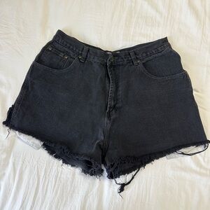 Classic Black Frayed Hem Jean Shorts